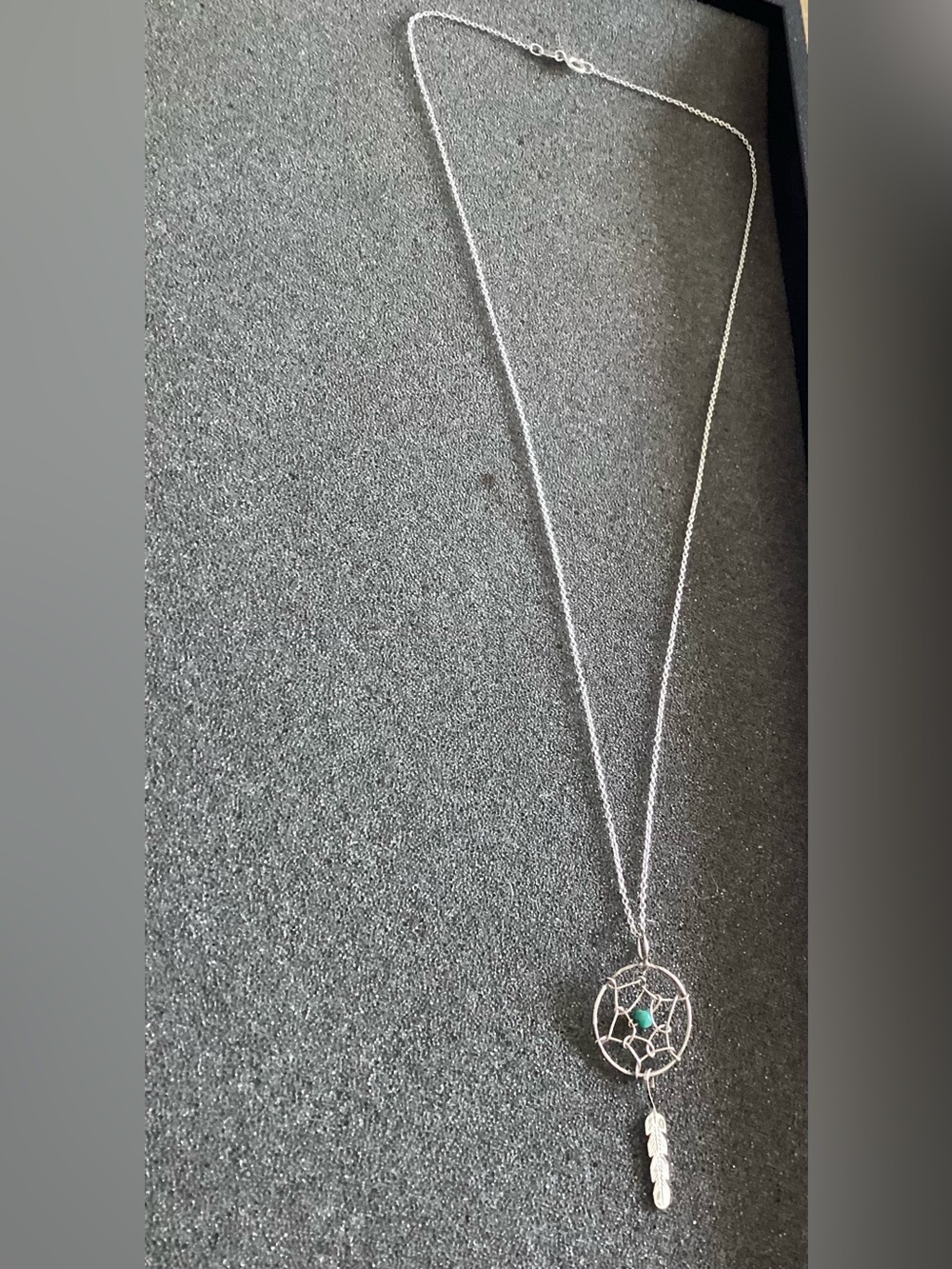 Sterling Silver Necklace with Turquoise Accent Dreamcatcher Charm Stamped 925 - Picture 4 of 4